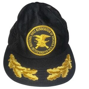 Vintage NRA National Rifle Association Trucker Hat Cap Black Adjustable USA Made